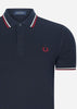 Fred Perry Polo's  Twin tipped fred perry shirt - navy snow white burnt red 