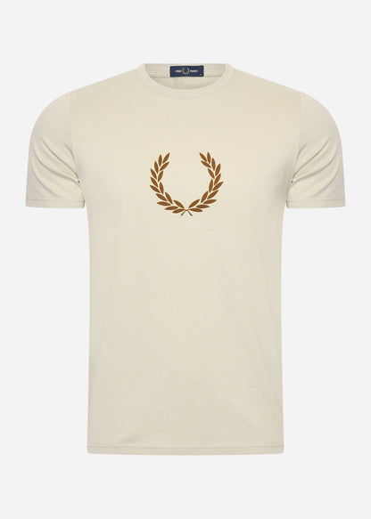 Fred Perry T-shirts  Flocked laurel wreath gra tee - light oyster 