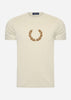 Fred Perry T-shirts  Flocked laurel wreath gra tee - light oyster 