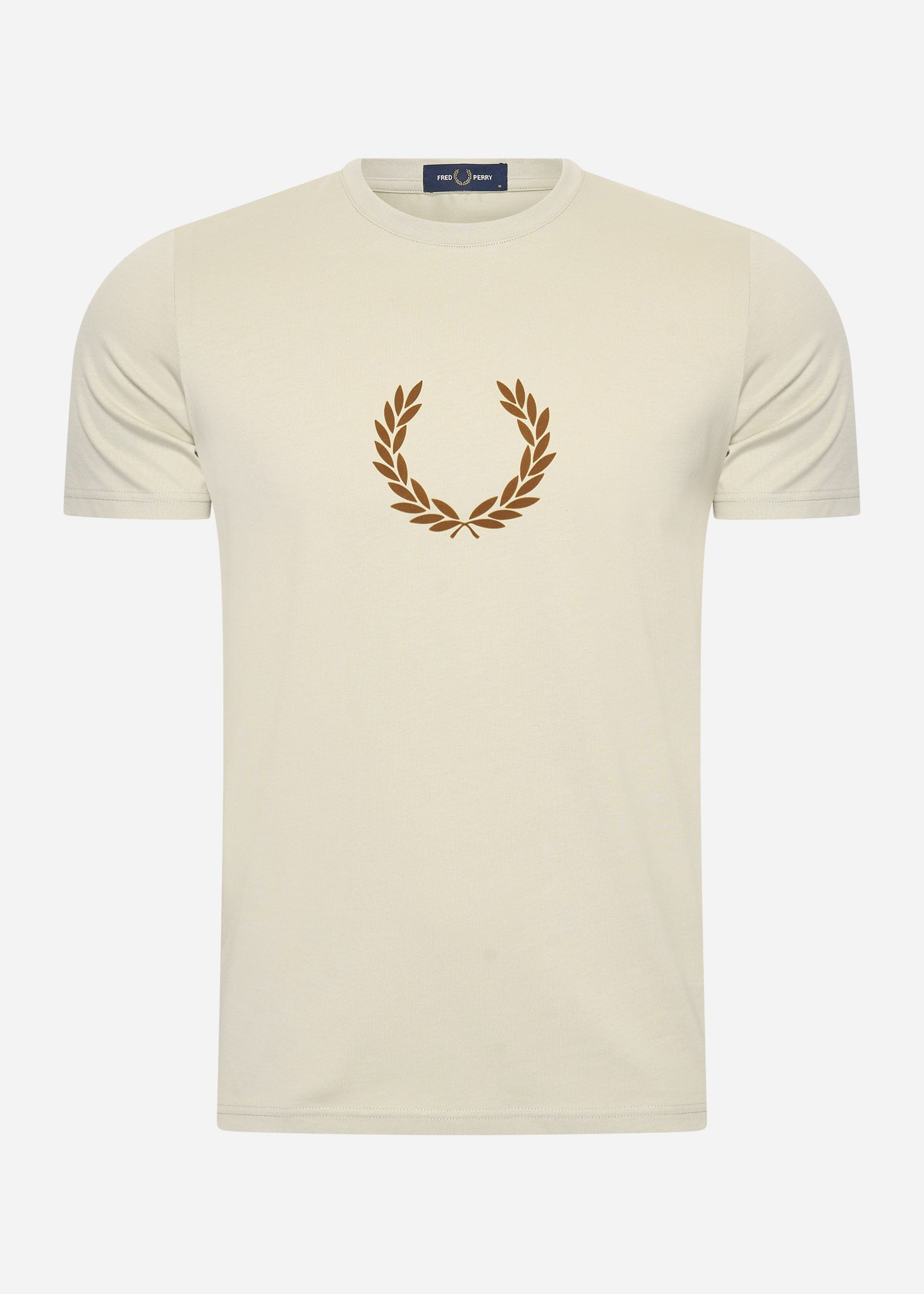 Fred Perry T-shirts  Flocked laurel wreath gra tee - light oyster 