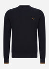 Fred Perry Truien  Waffle stitch jumper - navy 