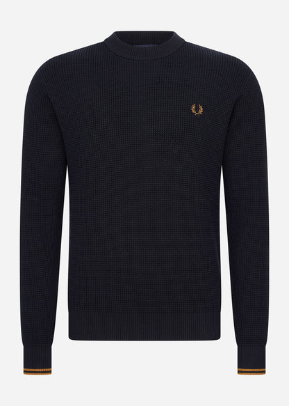 Fred Perry Truien  Waffle stitch jumper - navy 