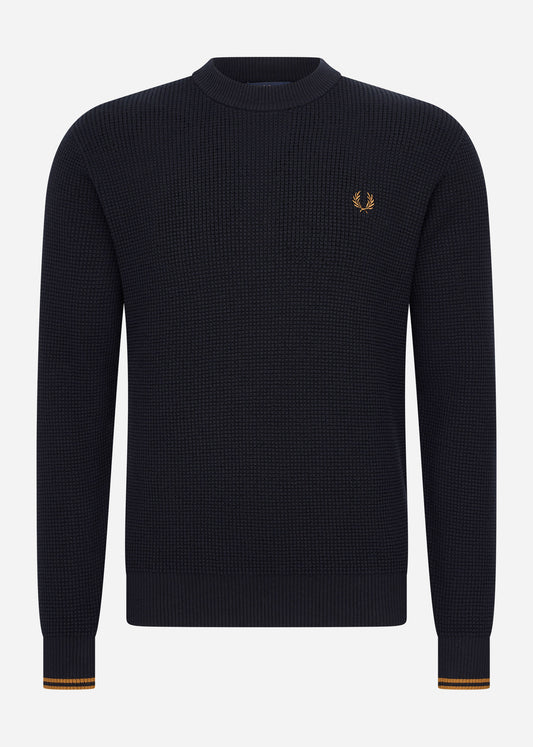 Fred Perry Truien  Waffle stitch jumper - navy 