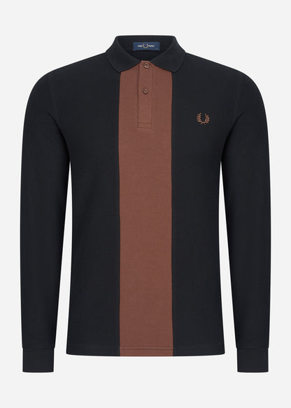 Fred Perry Longsleeve Polo's  Panelled long sleeve polo shirt - black 