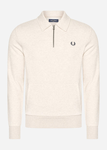 Fred Perry Truien  Halfzip fleece back sweatshirt - porridge marl 