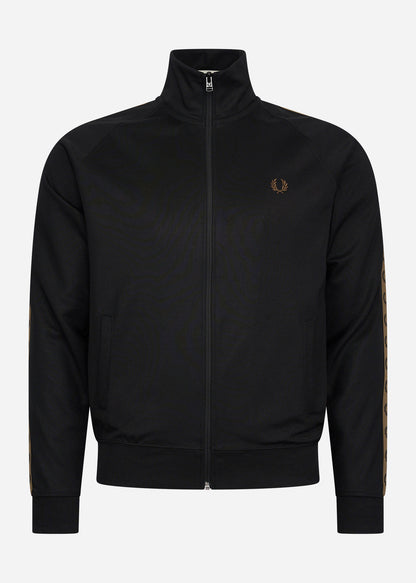 Fred Perry Vesten  Contrast tape track jacket - black shaded stone 