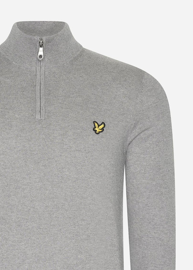 Lyle & Scott Truien  Cotton merino quarter zip jumper - mid grey marl 