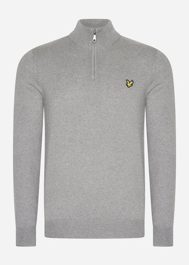 Lyle & Scott Truien Bundle cotton merino quarter zip jumper - jet black - dark navy - mid grey marl