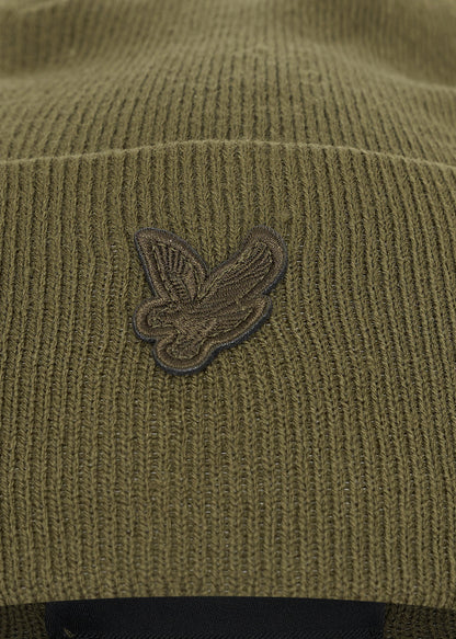 Lyle & Scott Mutsen  Tonal eagle beanie - olive 