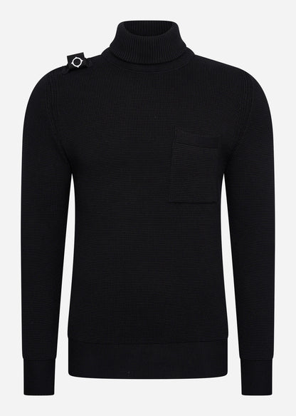 MA.Strum Truien  Milano knit roll neck - jet black 