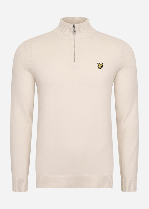 Cotton merino quarter zip jumper - taupe