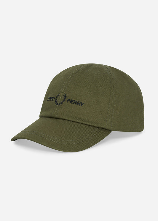 Graphic branded twill cap - uniform green black