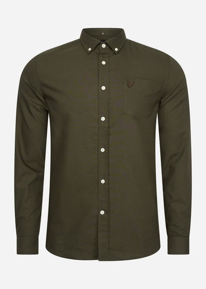 Lyle & Scott Overhemden  Tonal eagle regular fit light weight oxford shirt - olive 