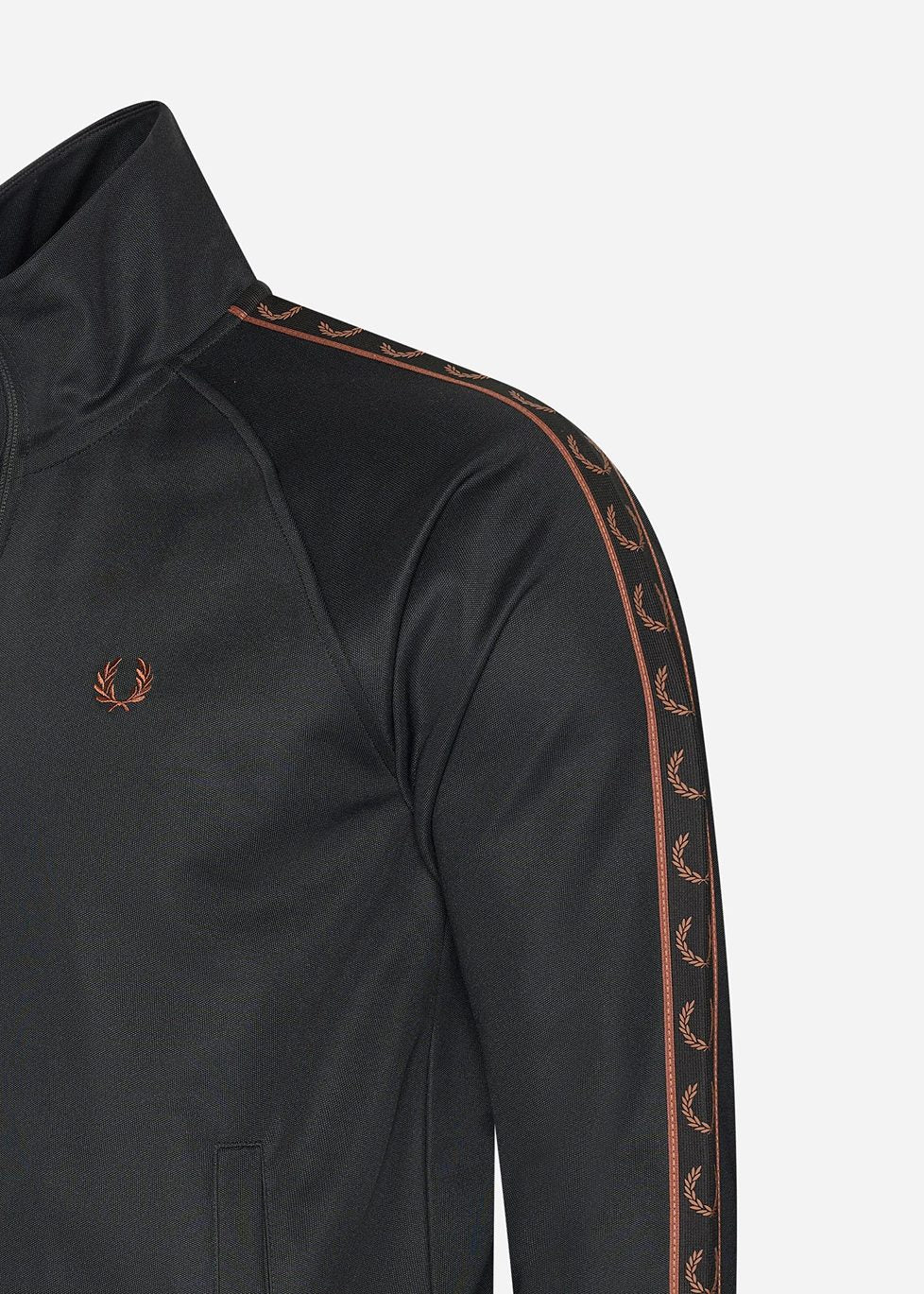 Fred Perry Vesten  Contrast tape track jacket - black whisky brown 