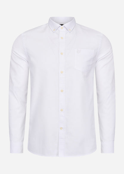 Lyle & Scott Overhemden  Tonal eagle regular fit light weight oxford shirt - white 