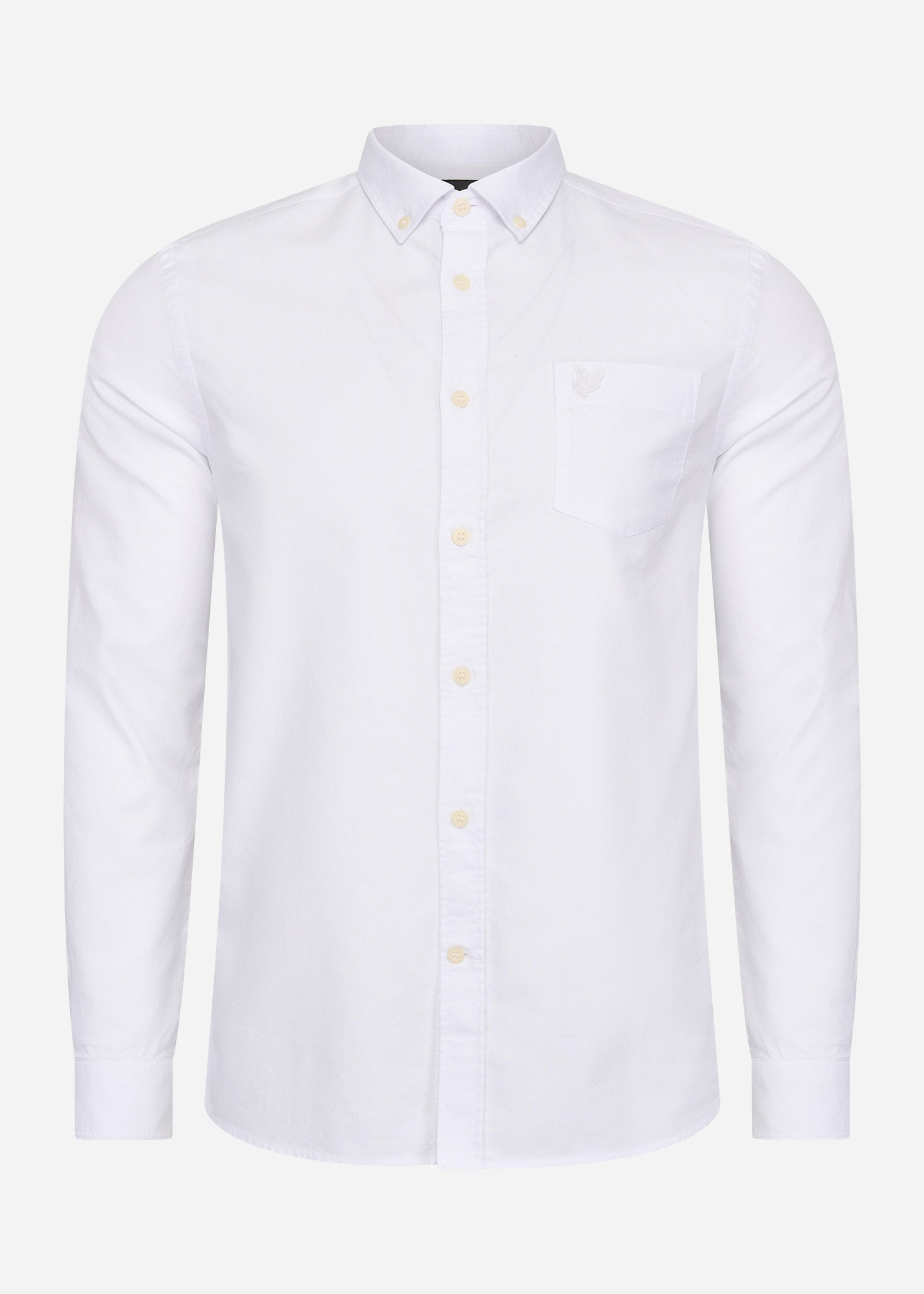 Lyle & Scott Overhemden  Tonal eagle regular fit light weight oxford shirt - white 