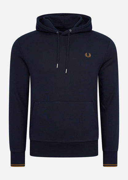 Fred Perry Hoodies  Tipped hooded sweatshirt - navy dark caramel 