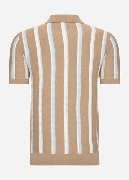 Ben Sherman Polo's  Vertical stripe open neck polo - stone 