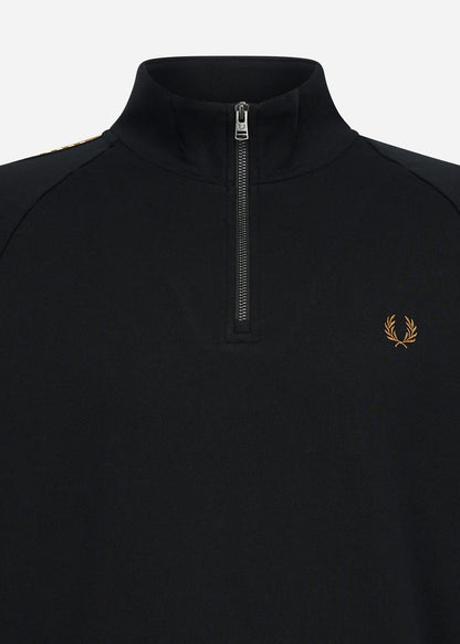 Fred Perry Truien  Chequerboard tape half zip sweat - black 