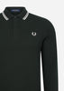 Fred Perry Longsleeve Polo's  LS twin tipped shirt - night green snow white 