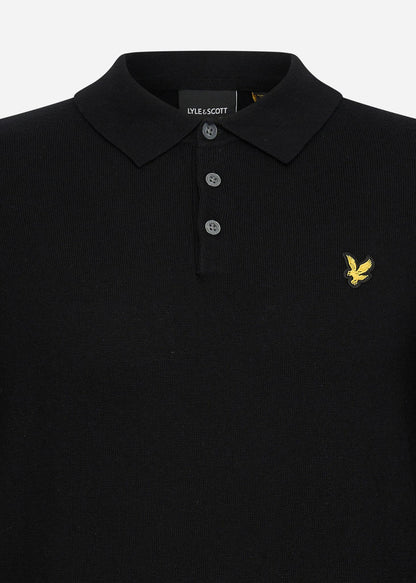 Lyle & Scott Longsleeve Polo's  Long sleeve knitted polo shirt - jet black 