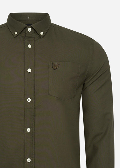 Lyle & Scott Overhemden  Tonal eagle regular fit light weight oxford shirt - olive 