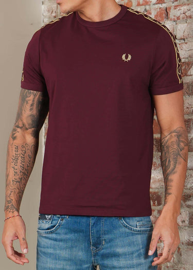 Fred Perry T-shirts Contrast tape ringer t-shirt - oxblood champagne