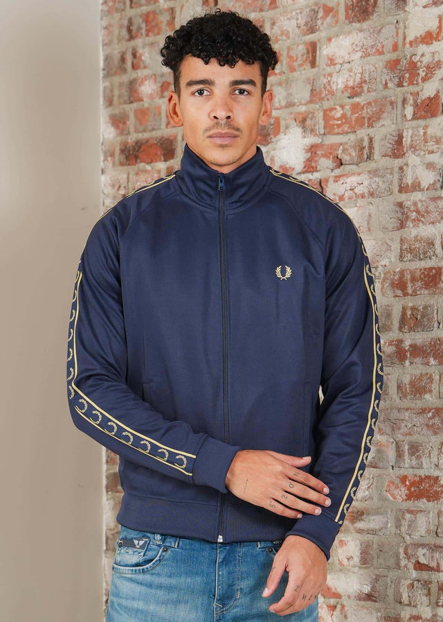 Fred Perry Vesten Contrast tape track jacket - tennis blue champagne