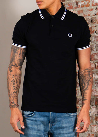 Fred Perry Polo's Twin tipped fred perry shirt - black white white