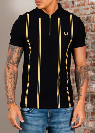 Fred Perry Polo's Vertical stripe polo shirt - black champagne