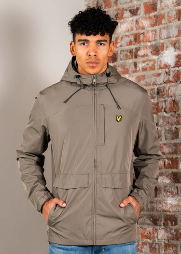 Lyle & Scott Jassen Lightweight hooded zip through jacket - khaki ash