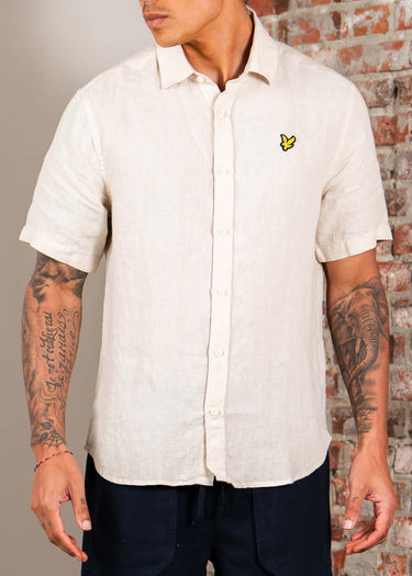 Lyle & Scott Overhemden Short sleeve linen blend shirt - cove