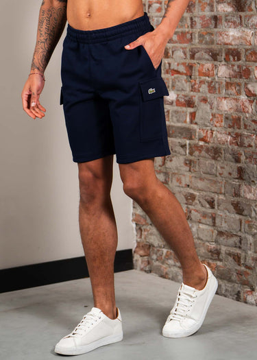 Lacoste Korte Broeken Regular fit fleece shorts - navy blue