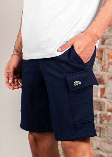 Lacoste Korte Broeken Regular fit fleece shorts - navy blue