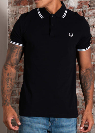 Fred Perry Polo's Twin tipped fred perry shirt - black white white