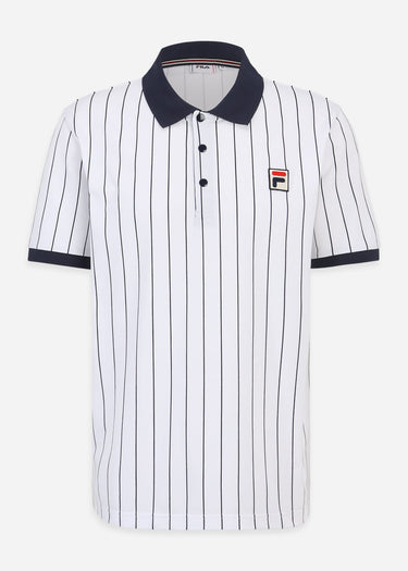 Fila Polo's Linter striped polo shirt - bright white black iris striped