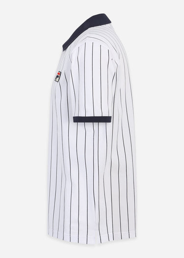 Fila Polo's Linter striped polo shirt - bright white black iris striped