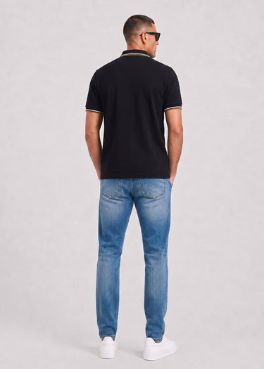 Fred Perry Polo's Twin tipped polo - black ecru dark caramel