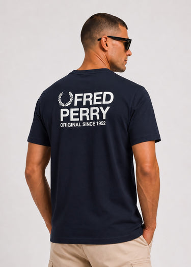 Fred Perry T-shirts Back print fred perry text t-shirt - navy