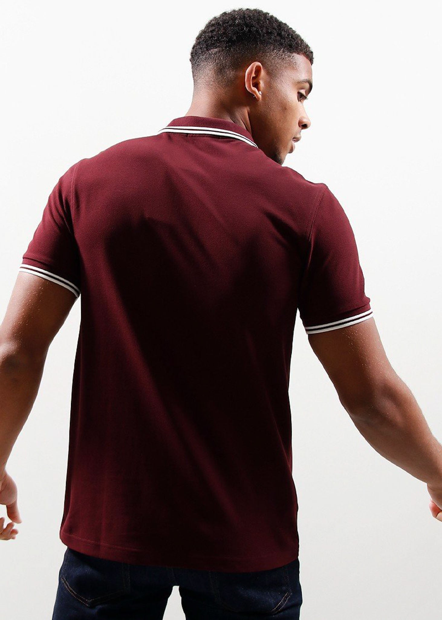 Fred Perry Polo's Twin tipped fred perry shirt - ox blood ecru ecru