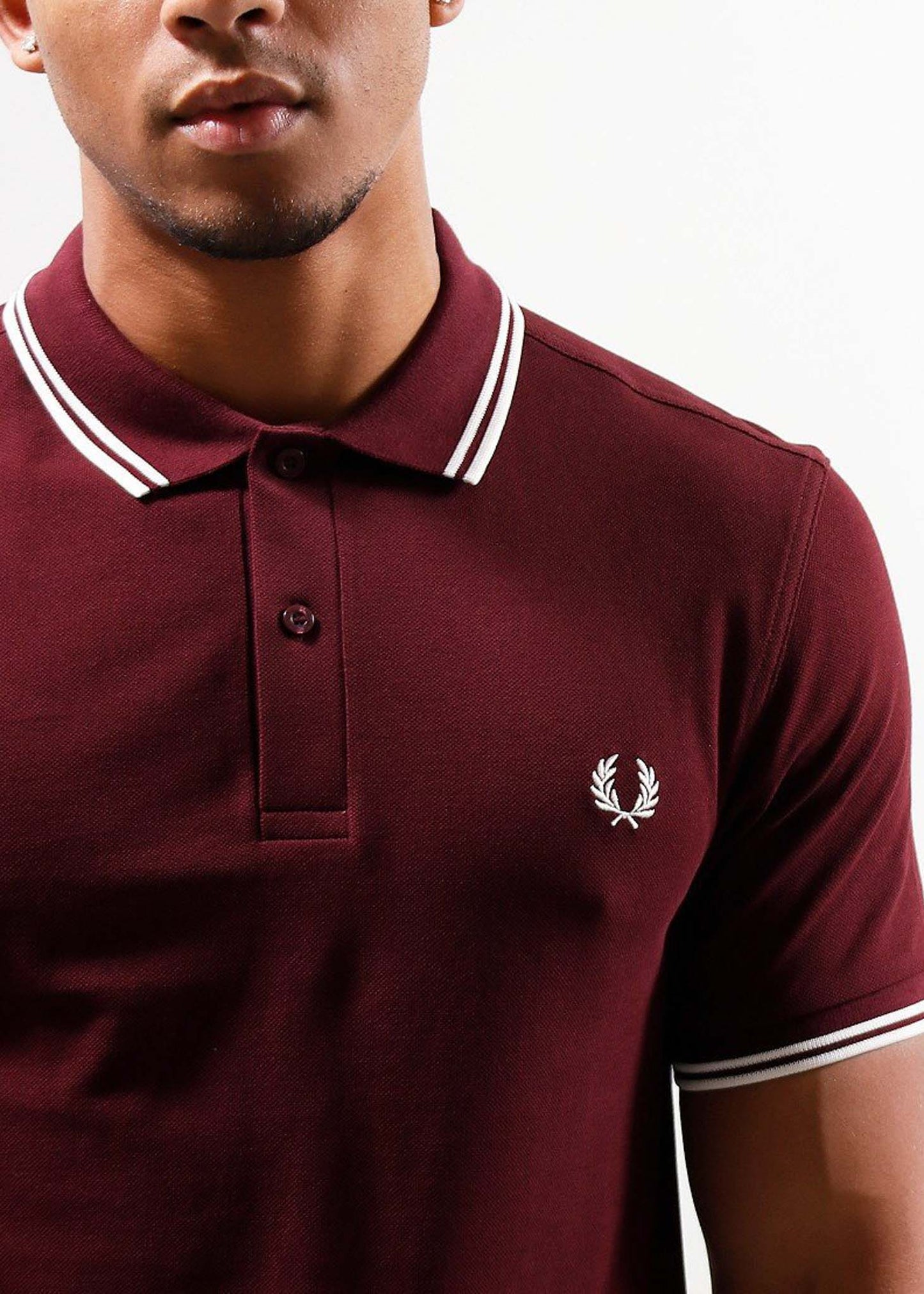 Fred Perry Polo's Twin tipped fred perry shirt - ox blood ecru ecru