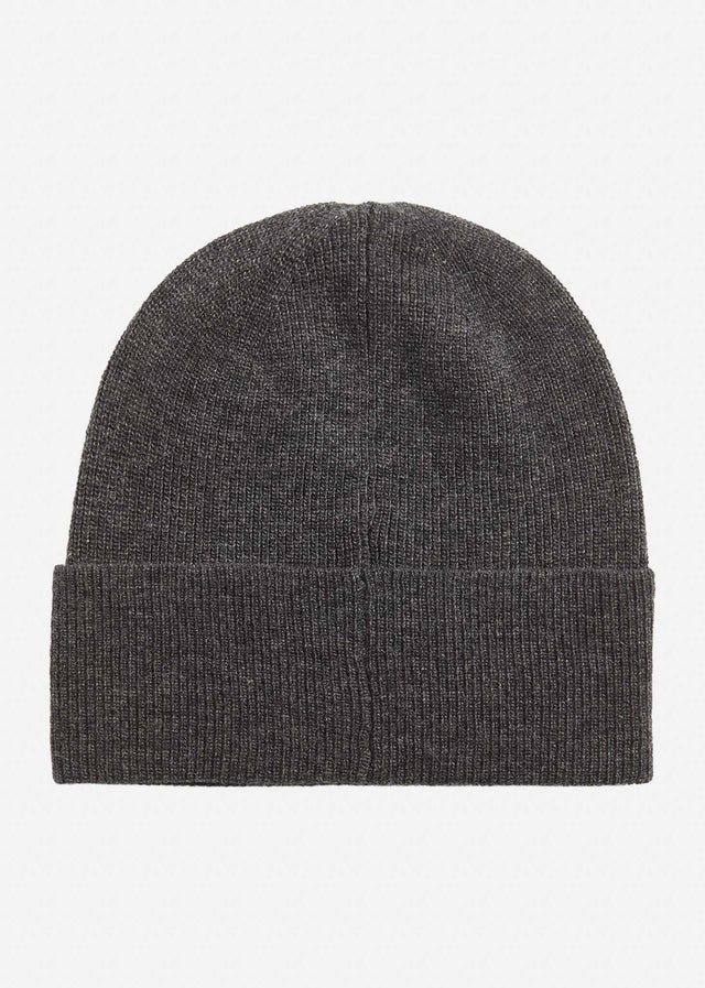 Lyle & Scott Mutsen Lambswool blend ribbed beanie - charcoal marl