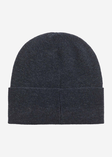 Lyle & Scott Mutsen Lambswool blend ribbed beanie - dark navy marl