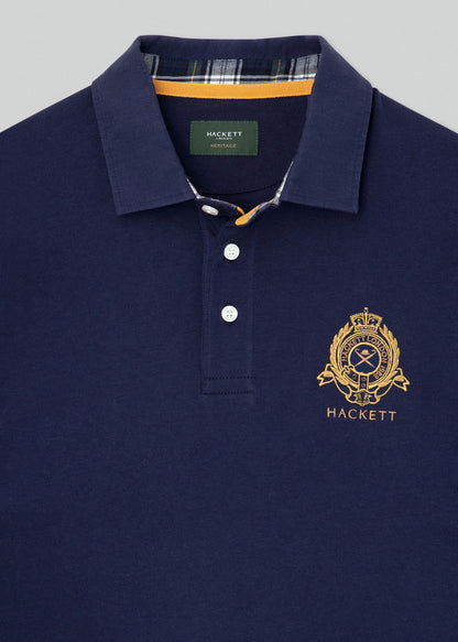 Hackett London Longsleeve Polo's  Heritage logo rugby - navy 