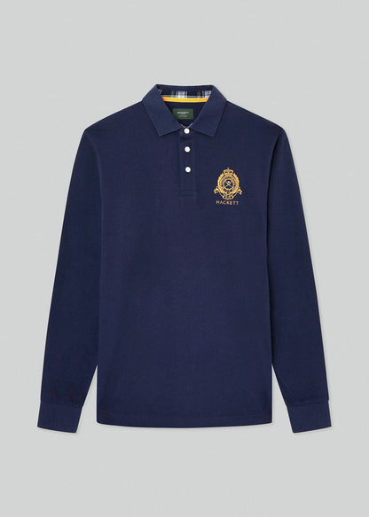 Hackett London Longsleeve Polo's  Heritage logo rugby - navy 