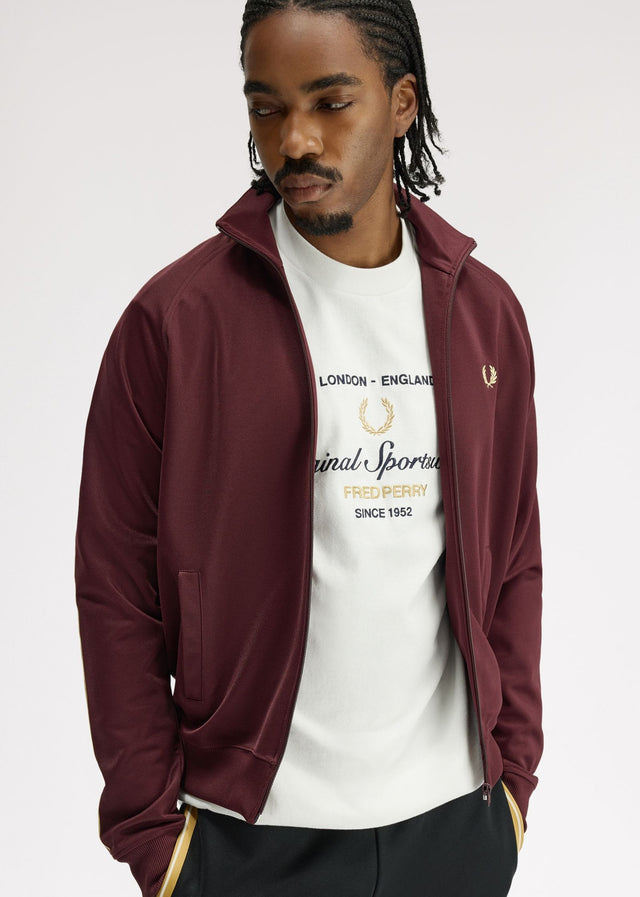 Fred Perry Vesten Contrast tape track jacket - oxblood champagne