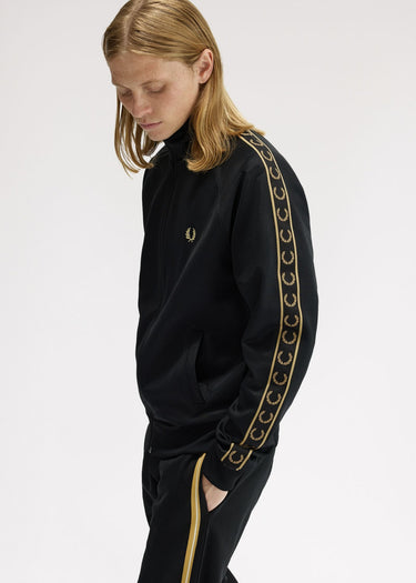 Fred Perry Vesten Contrast tape track jacket - black champagne
