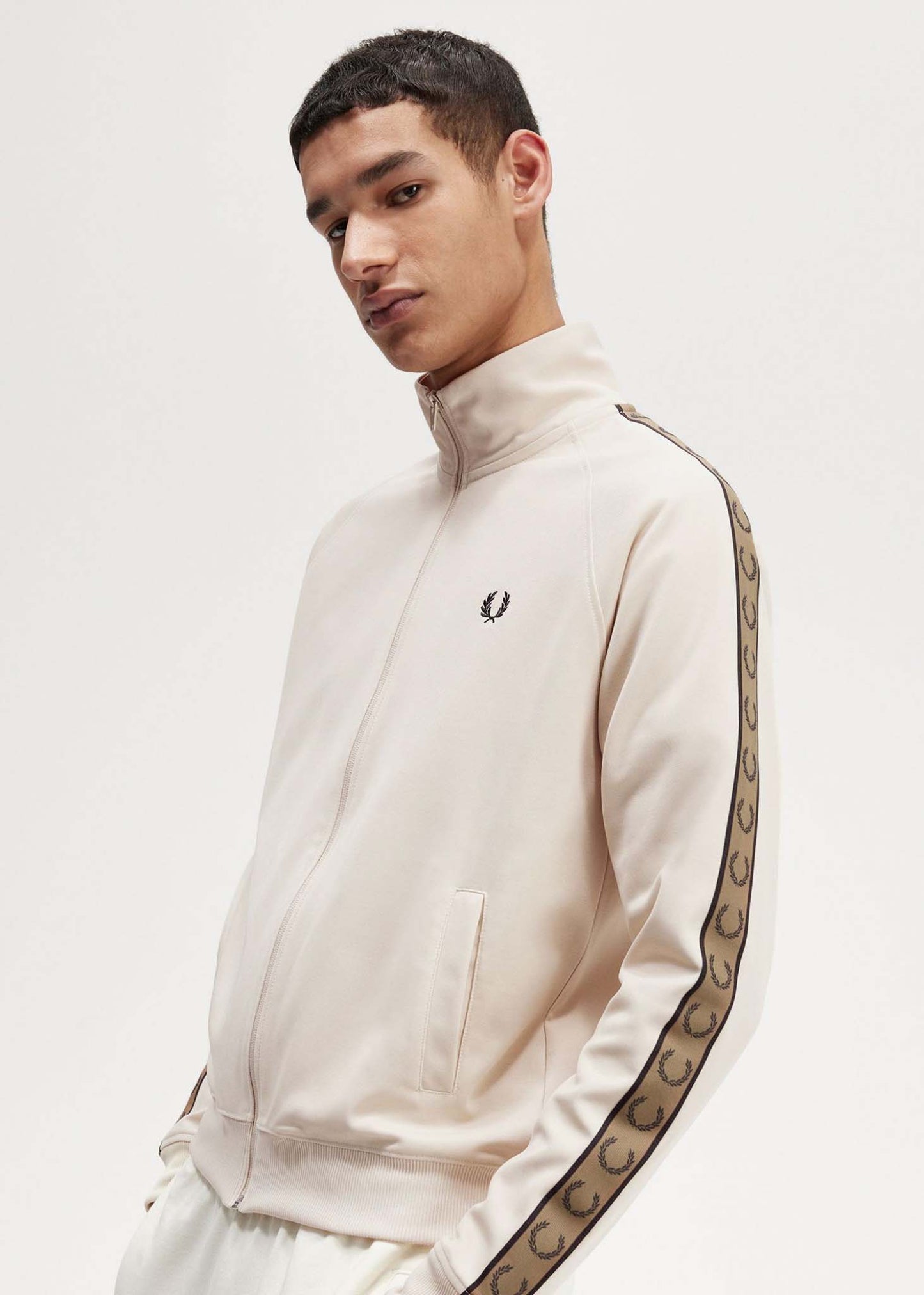 Fred Perry Vesten  Contrast tape track jacket - oatmeal shaded stone 