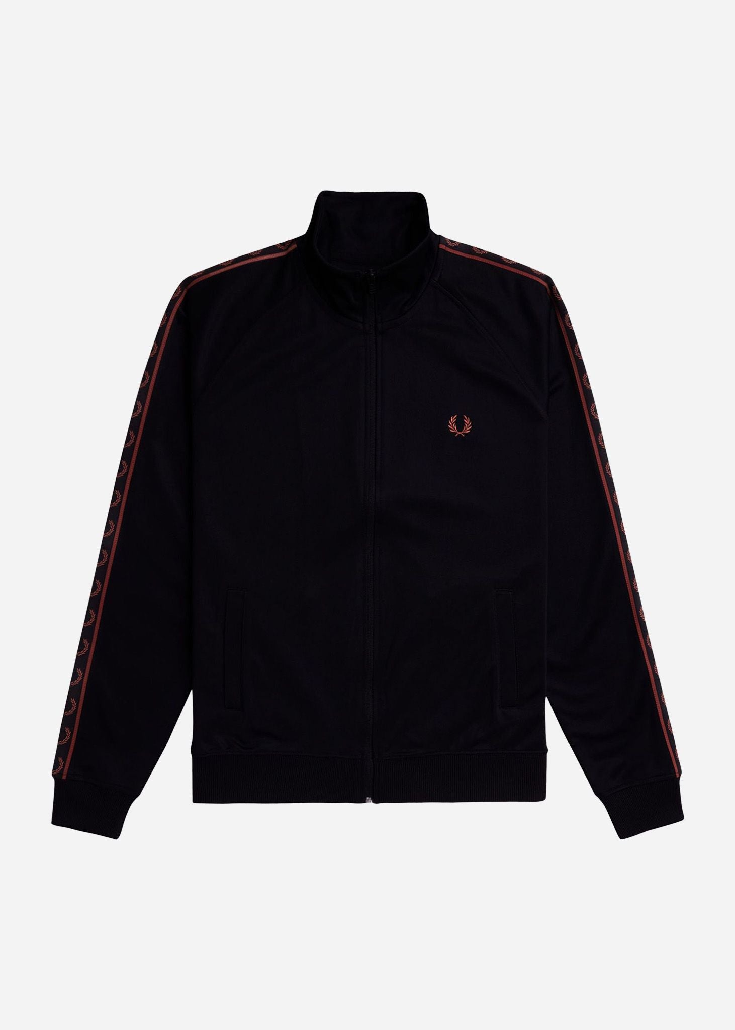 Fred Perry Vesten  Contrast tape track jacket - black whisky brown 