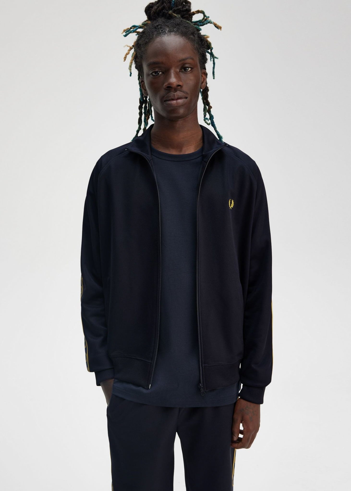 Fred Perry Jassen Contrast taped track jacket - navy honeycomb